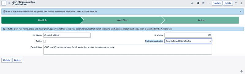 Alert Management Rules Infos